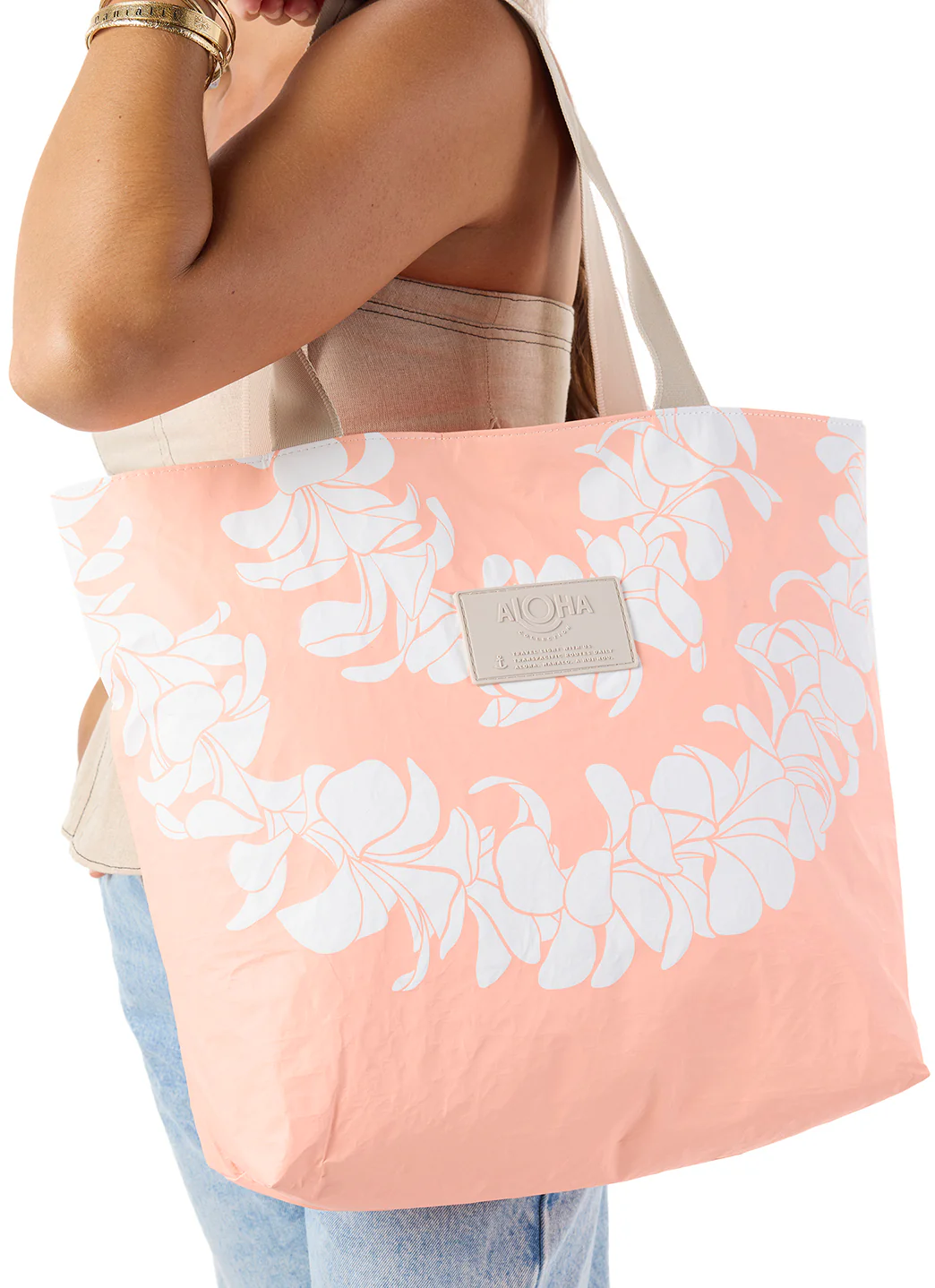 ALOHA Plumeria Lei Day Tripper Beach Tote - Image 4