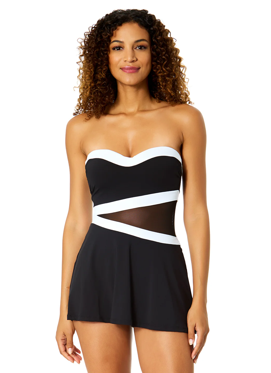 Anne Cole Women's Gabor Mesh Paneled Strapless Mesh Swim Dress - Image 2