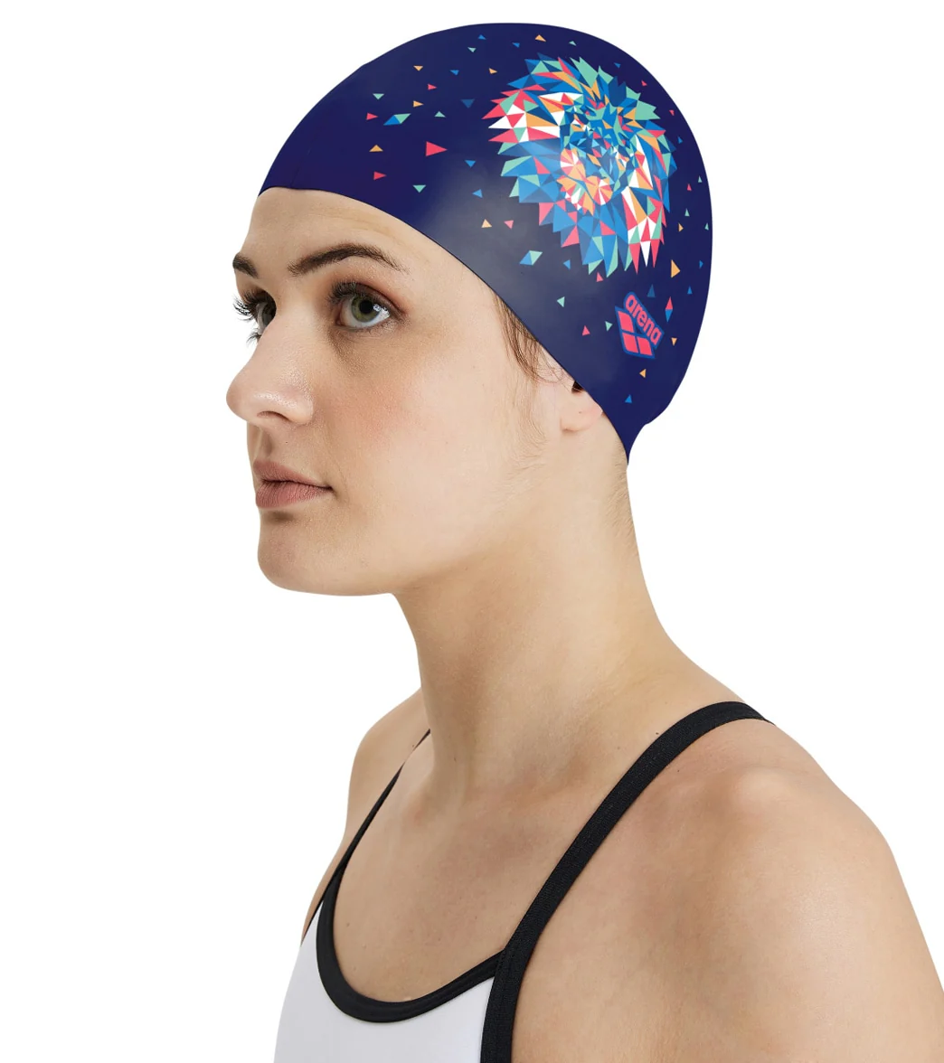 Arena Drew Kibler Geometric Lions Flat Silicone Swim Cap - Image 7