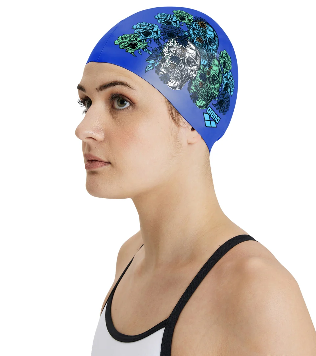 Arena Drew Kibler Skulls/Roses Flat Silicone Swim Cap - Image 6