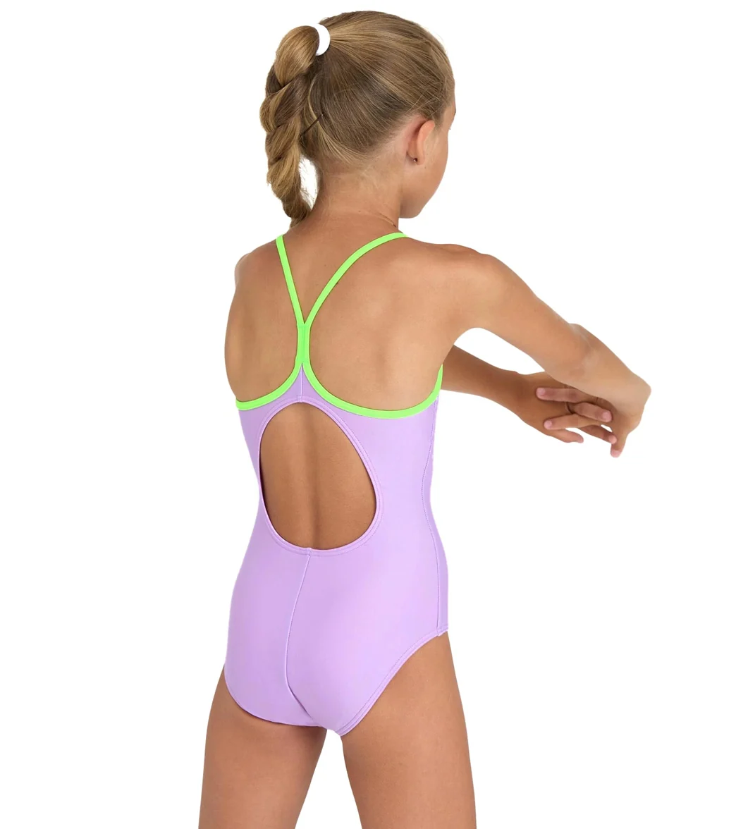 Arena Girls' Light Drop Solid One Piece Swimsuit (Toddler, Little Kid, Big Kid) - Image 90