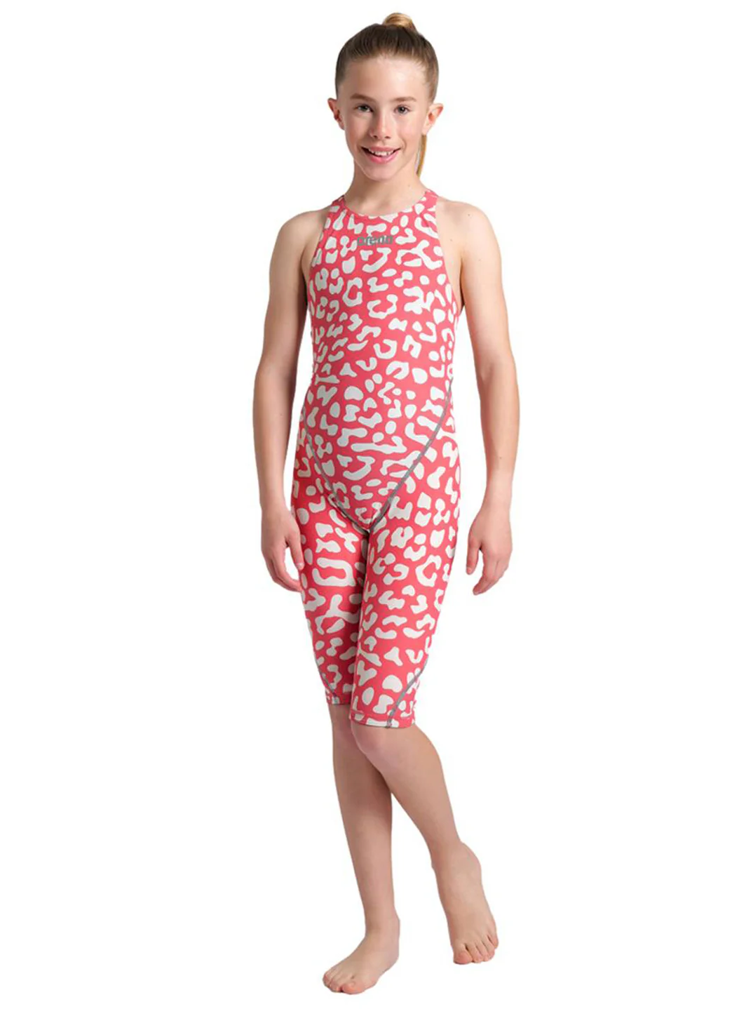 Arena Girls' Powerskin ST Next Limited Edition Leopard Open Back Tech Suit Swimsuit - Image 10