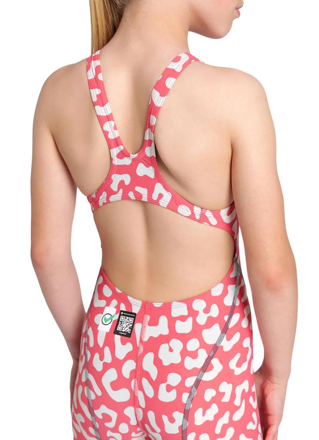 Arena Girls' Powerskin ST Next Limited Edition Leopard Open Back Tech Suit Swimsuit - Image 12