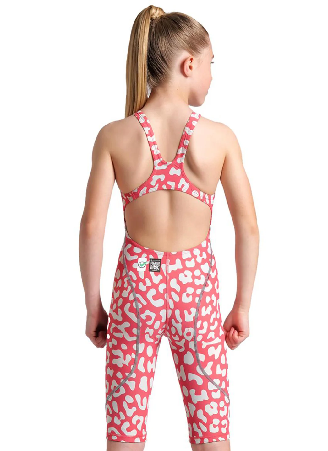 Arena Girls' Powerskin ST Next Limited Edition Leopard Open Back Tech Suit Swimsuit - Image 9