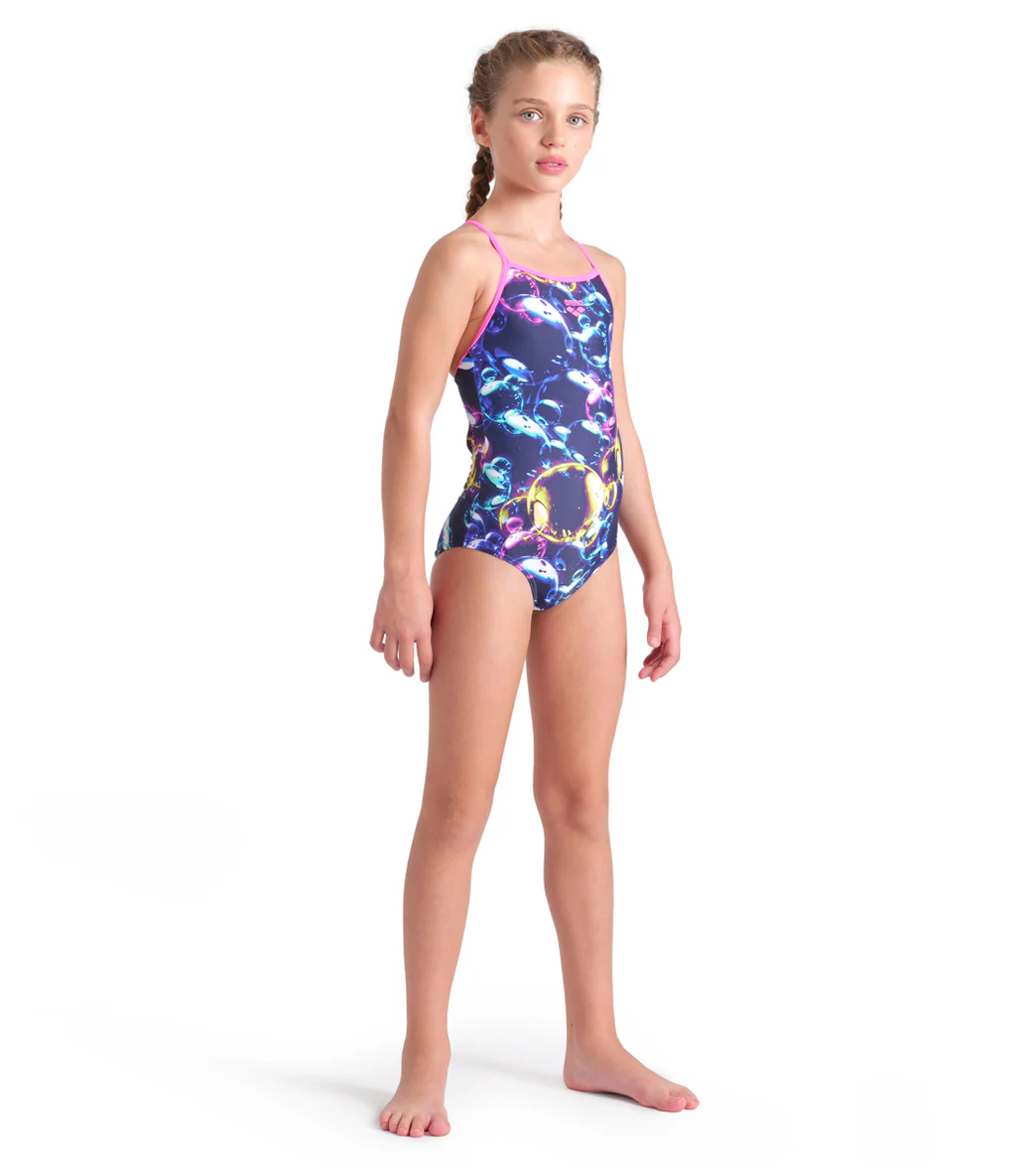 Arena Girls' Soap Bubbles Light Drop Back One Piece Swimsuit (Little Kid, Big Kid) - Image 10