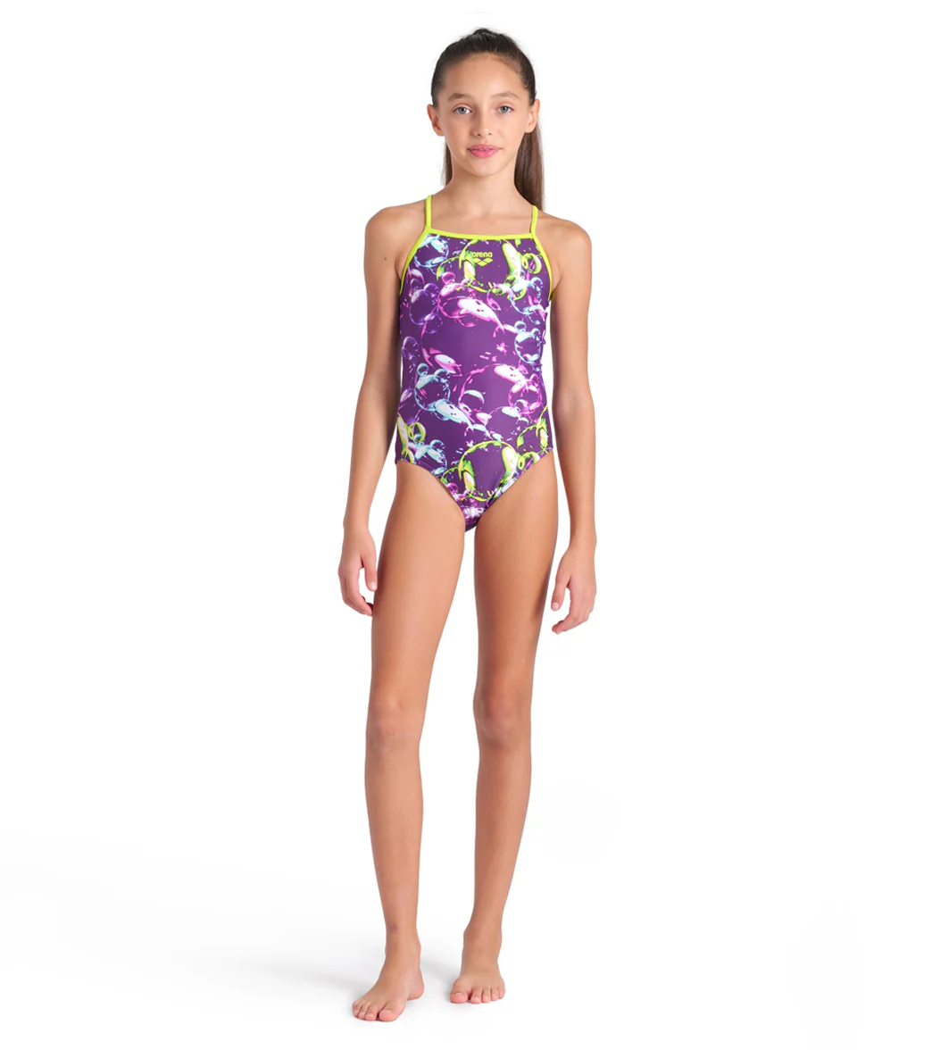 Arena Girls' Soap Bubbles Light Drop Back One Piece Swimsuit (Little Kid, Big Kid) - Image 3