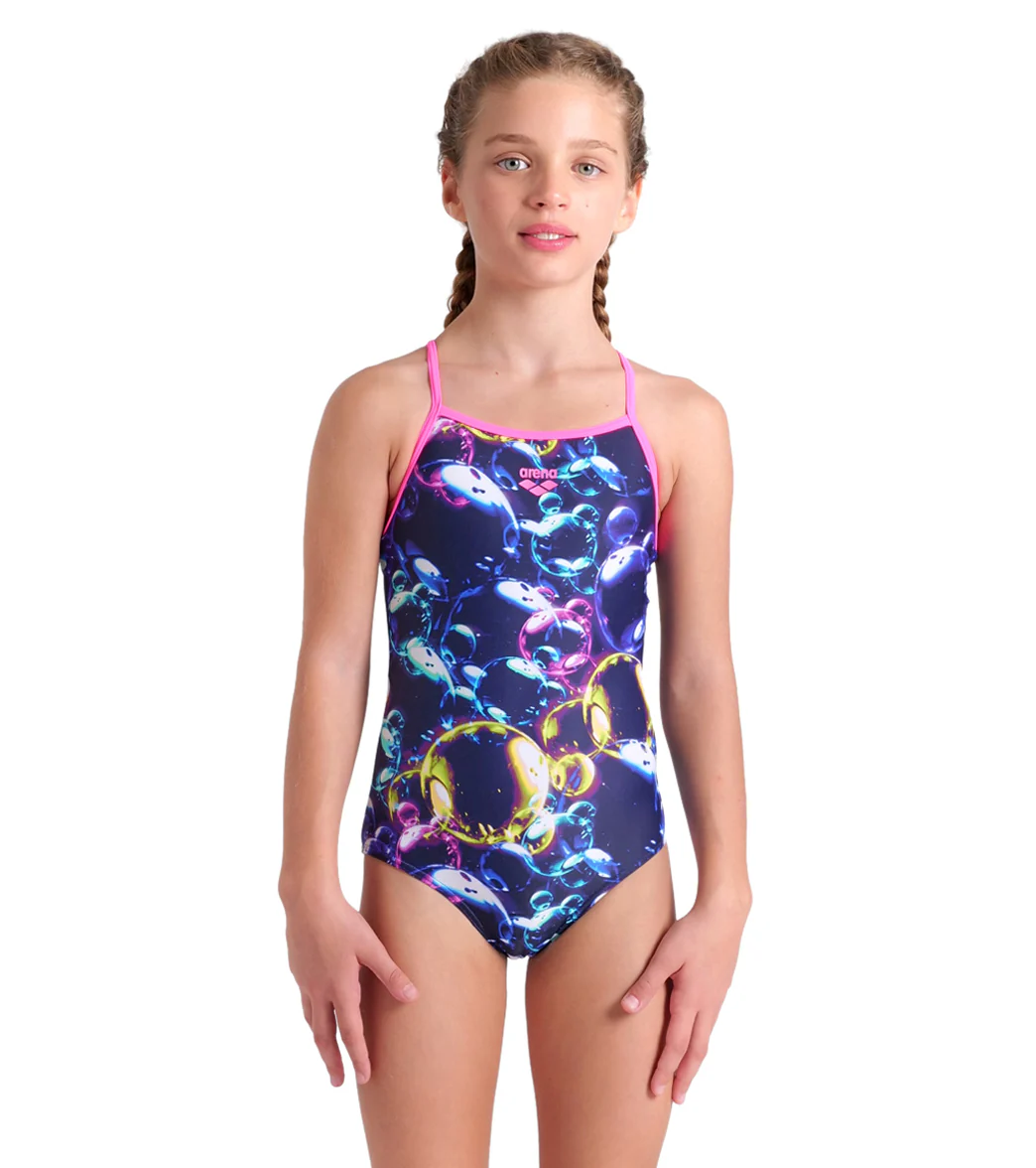 Arena Girls' Soap Bubbles Light Drop Back One Piece Swimsuit (Little Kid, Big Kid) - Image 8