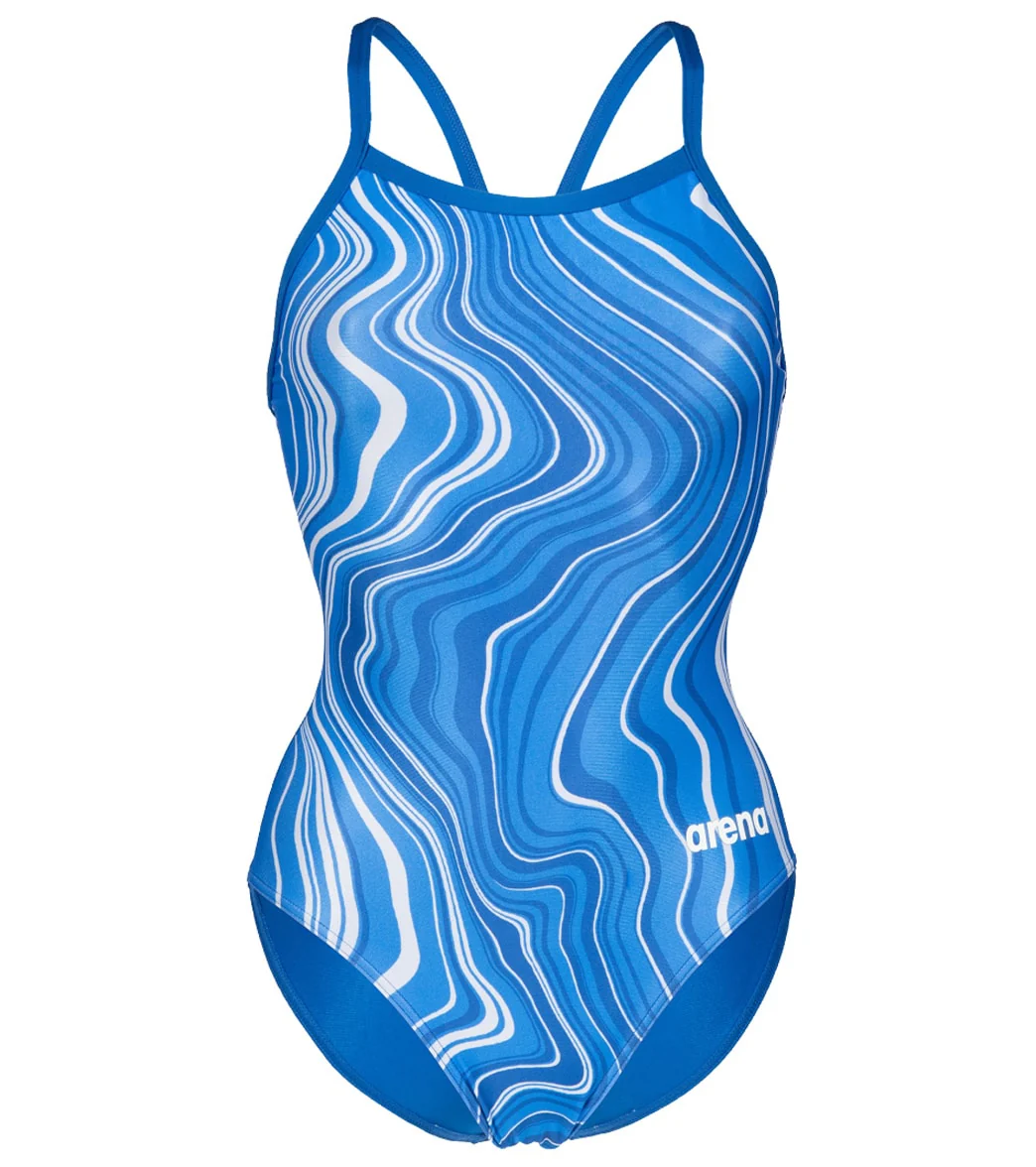 Arena Women's Marbled Light Drop Back One Piece Swimsuit - Image 36