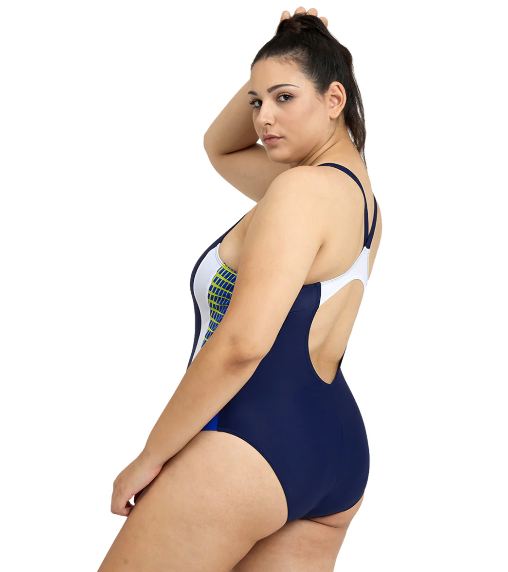 Arena Women's Plus Size Print Threefold V Back One Piece Swimsuit - Image 9