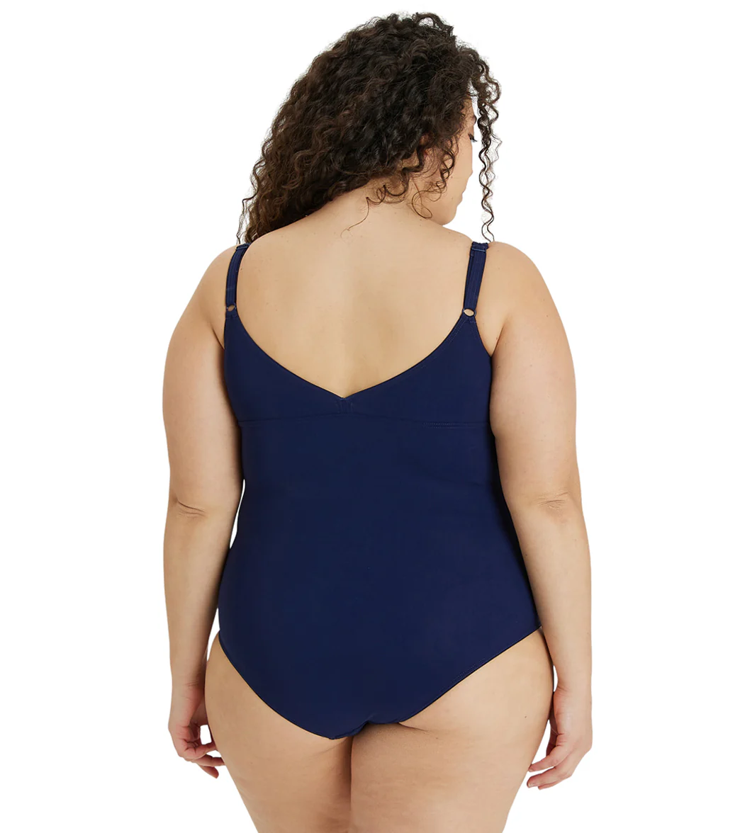Arena Women's Plus Size Solid Jewel V Back One Piece Swimsuit - Image 2