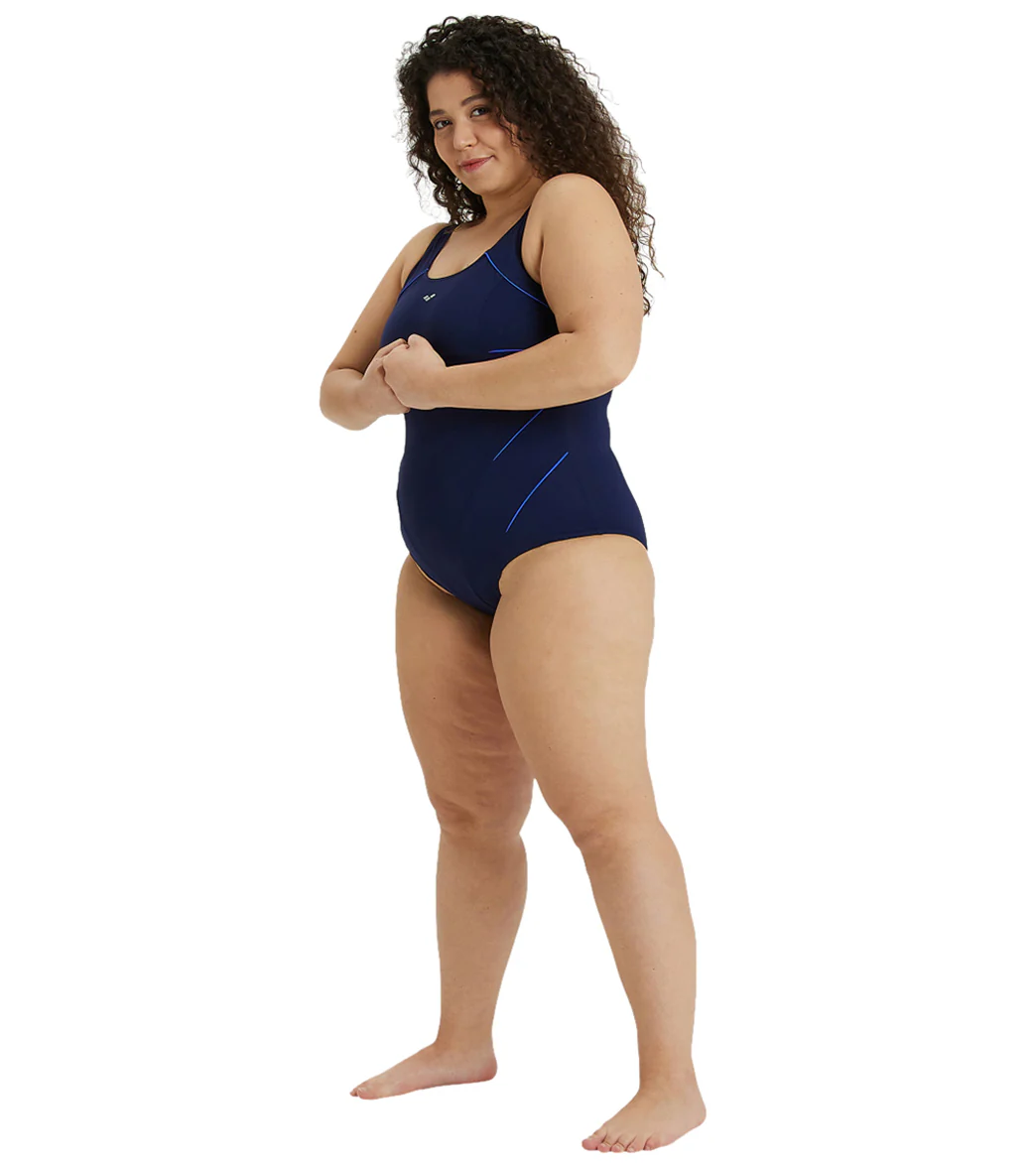 Arena Women's Plus Size Solid Jewel V Back One Piece Swimsuit - Image 3