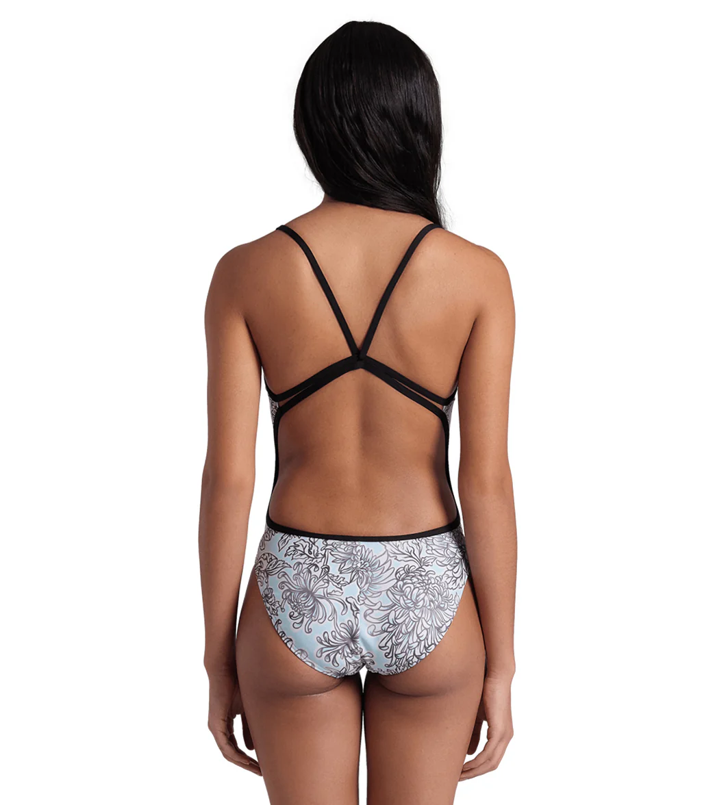 Arena Women's White Floral Lace Back One Piece Swimsuit - Image 3