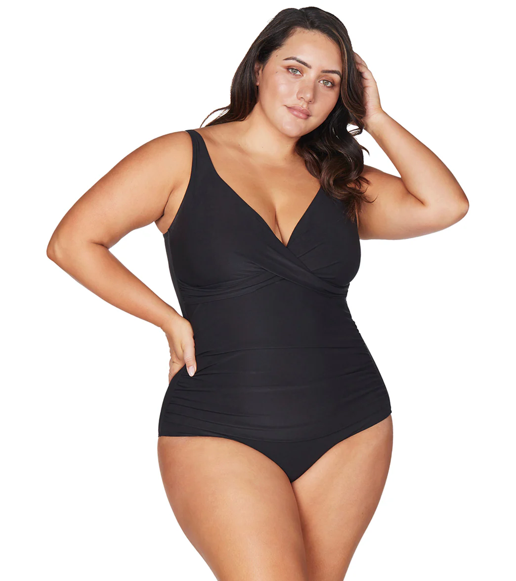 Artesands Woman's Plus Size Hues Delacroix Cross Front One Piece Swimsuit (Multifit D-G Cup) - Image 2