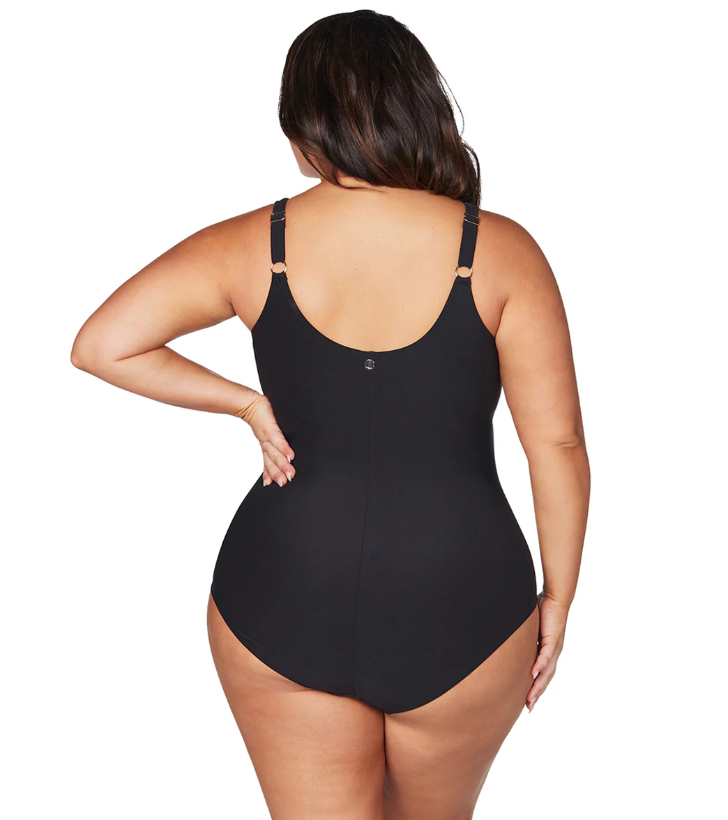 Artesands Woman's Plus Size Hues Delacroix Cross Front One Piece Swimsuit (Multifit D-G Cup) - Image 3