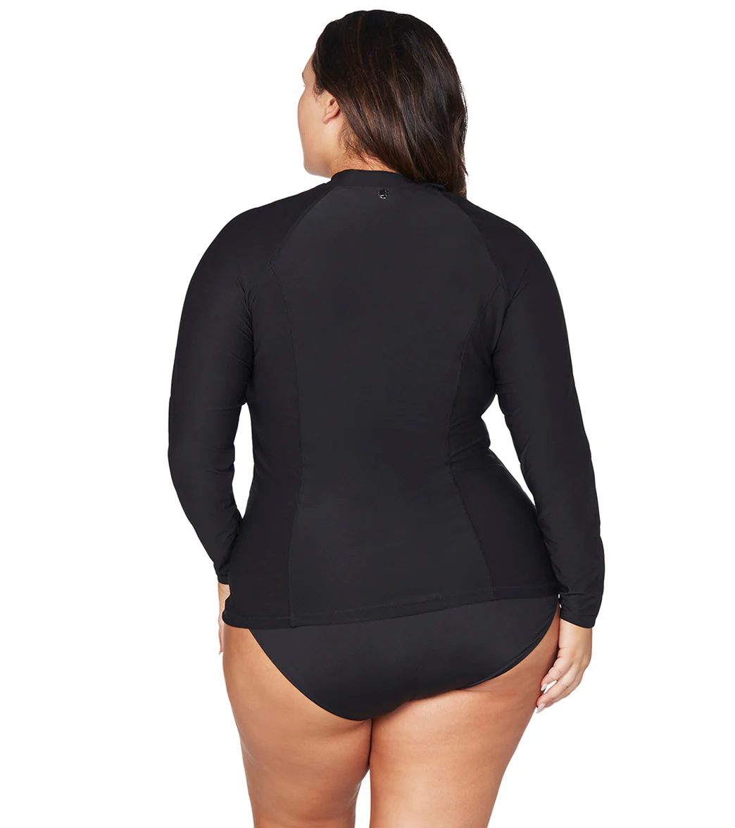 Artesands Woman's Plus Size Hues Sunsafe Long Sleeve One Piece Swimsuit - Image 3