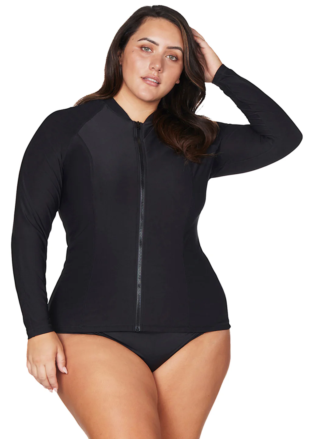 Artesands Woman's Plus Size Hues Sunsafe Long Sleeve One Piece Swimsuit - Image 6