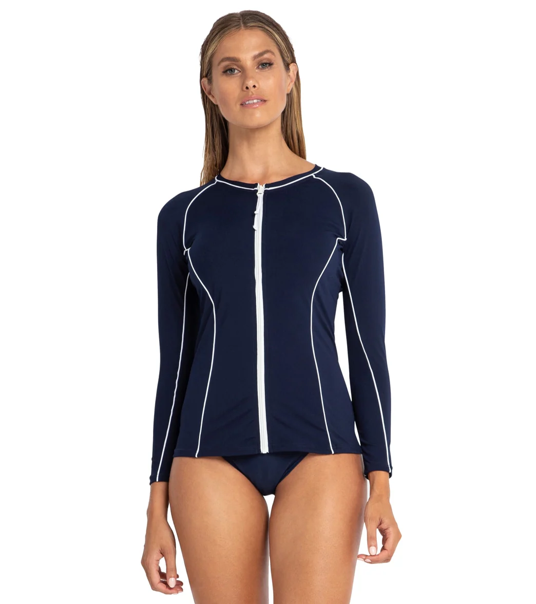Azura Women's Pool Surf Ryder Long Sleeve Zip Rash Guard