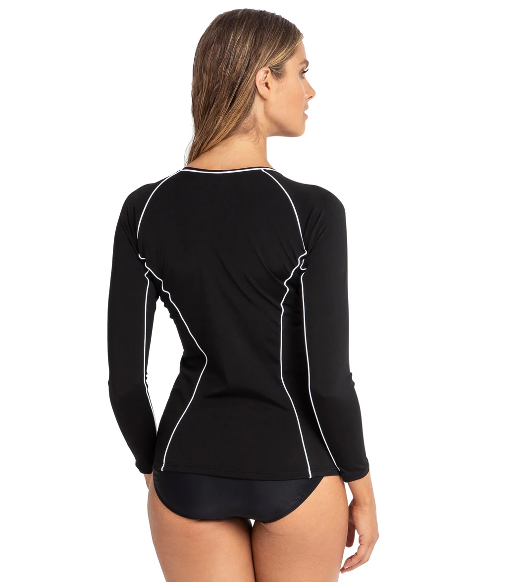 Azura Women's Pool Surf Ryder Long Sleeve Zip Rash Guard - Image 6