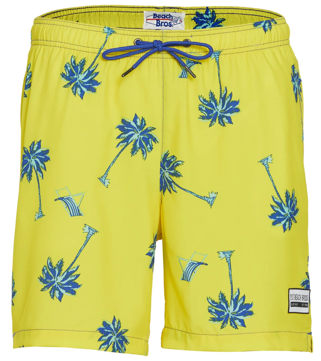Beach Bros Men's Stamped Palm Tree Swim Trunks