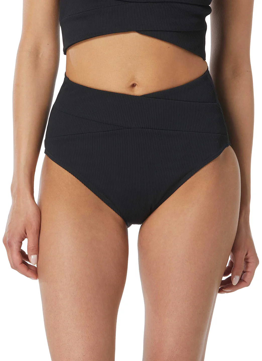 Beach House Sport Women's Solid Rib Nettie High Waist Crossover Bikini Bottom - Image 2
