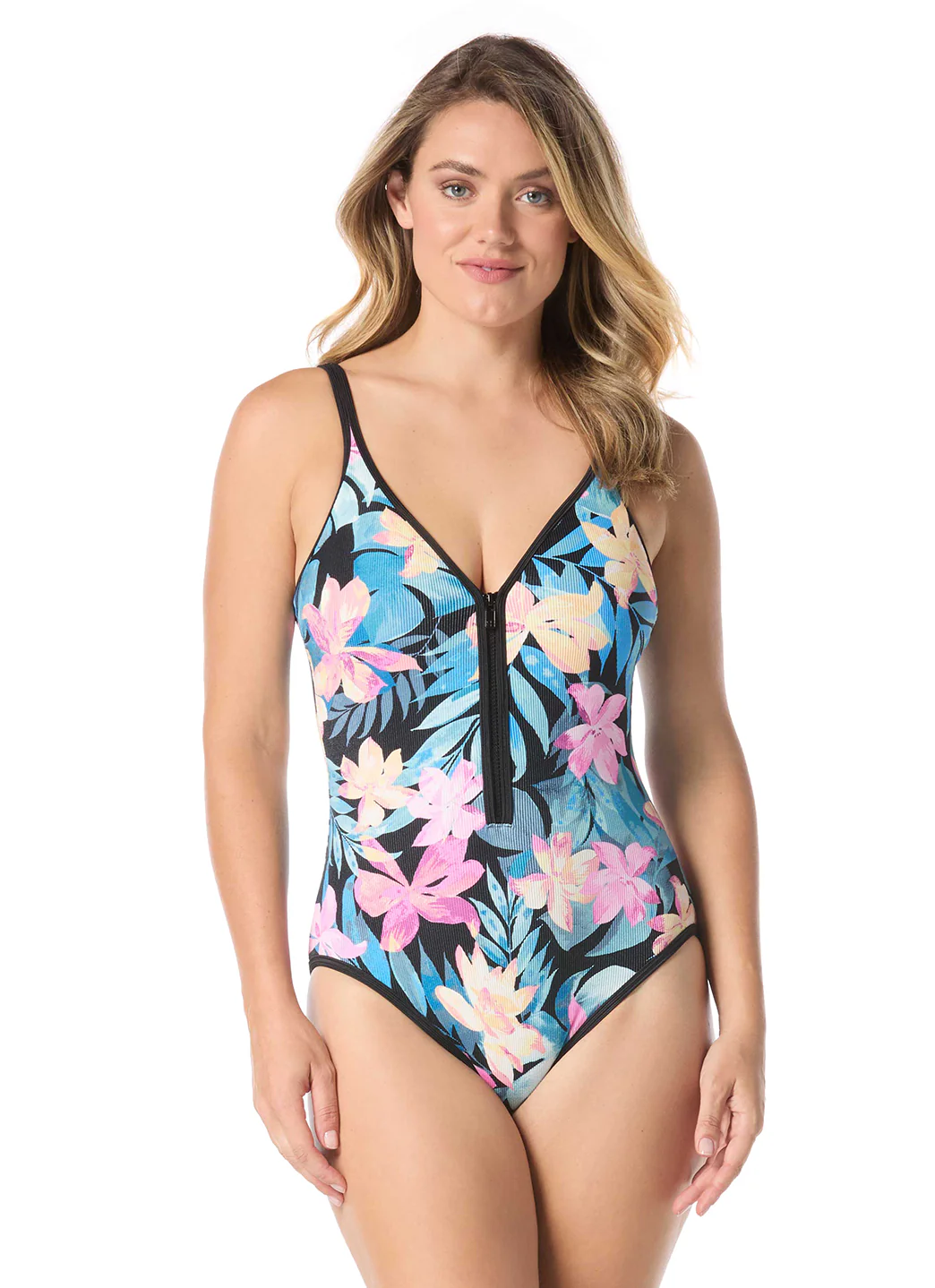 Beach House Sport Women's Wild Calypso Rib Racey Zip Front One Piece Swimsuit - Image 2