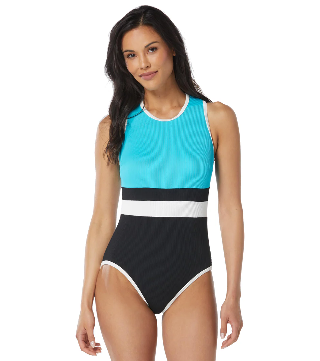 Beach House Women's Color Block Rib Aspire High Neck One Piece Swimsuit - Image 2