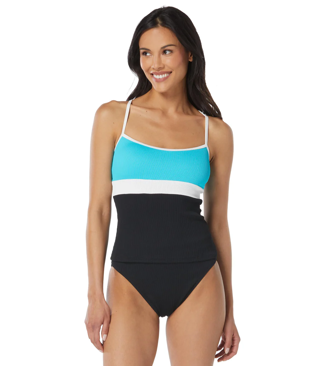 Beach House Women's Color Block Ribbed Flex Color Block Racerback Tankini Top - Image 8