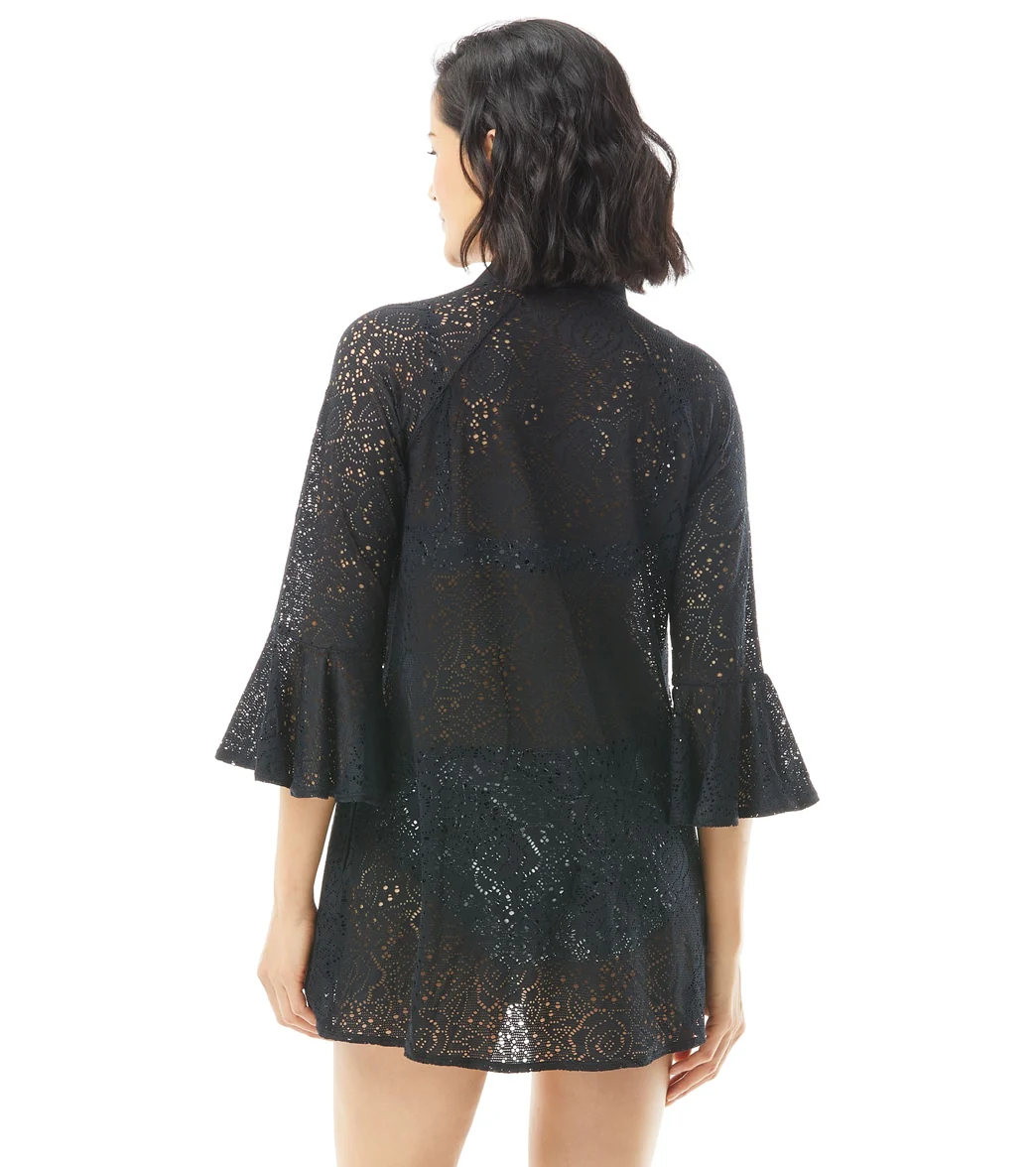Beach House Women's Crochet Soleil Vanessa 3/4 Bell Ruffle Sleeve Cover Up Jacket - Image 11
