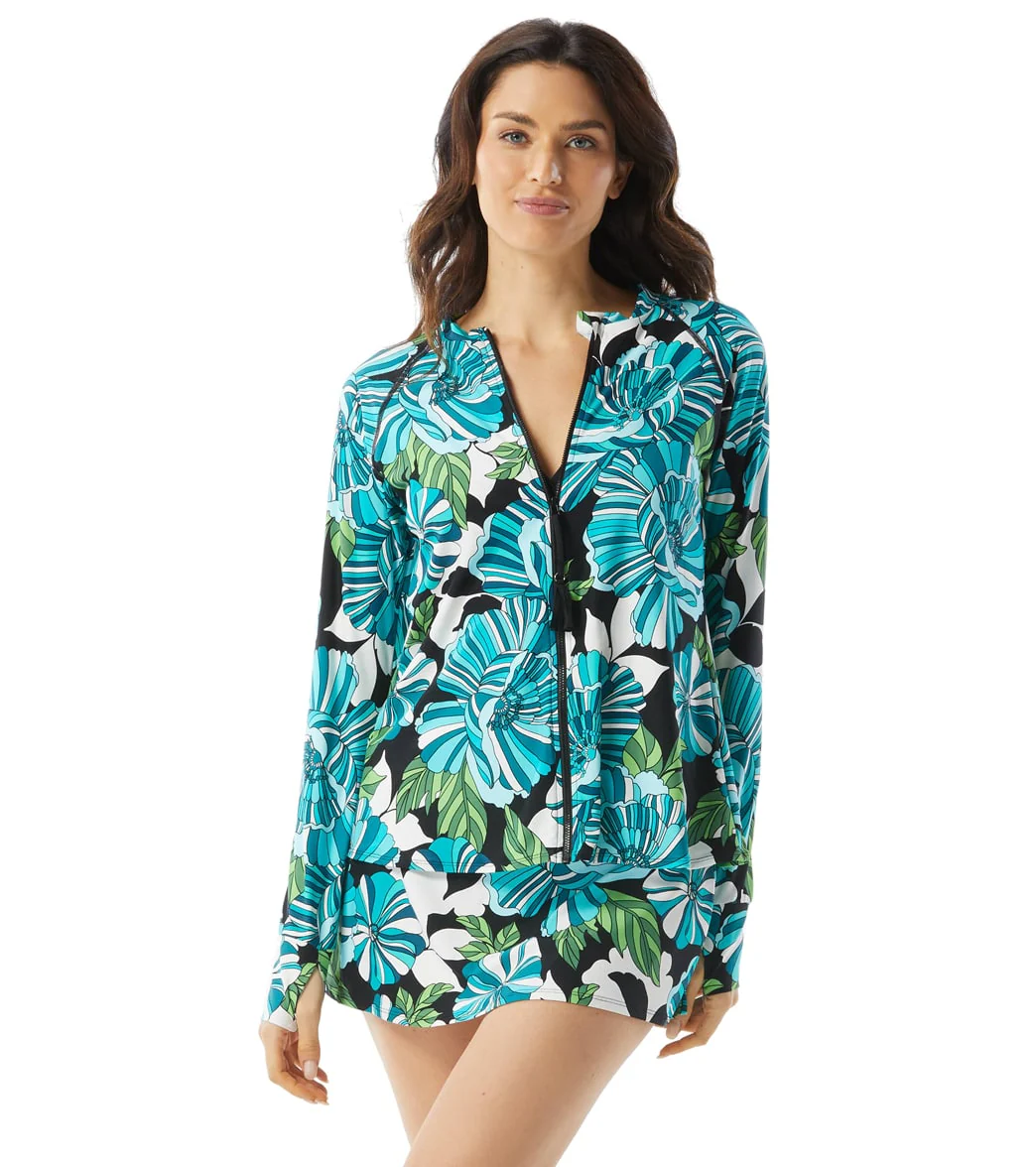 Beach House Women's Deco Garden Mary Relaxed Fit Zip Front Long Sleeve Rash Guard - Image 5
