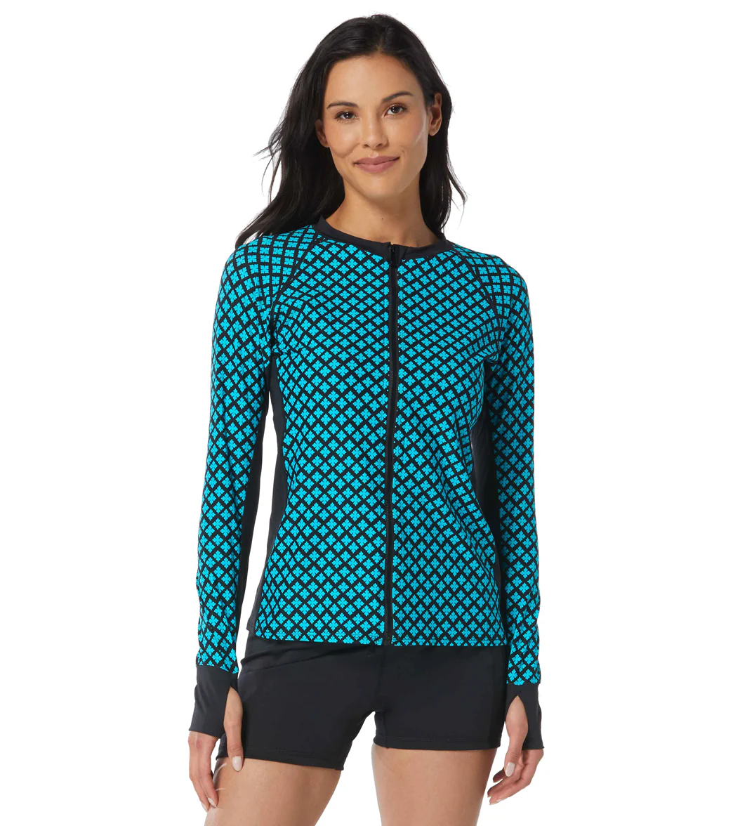 Beach House Women's Delray Botanical Ava Long Sleeve Zip Front Rash Guard - Image 7