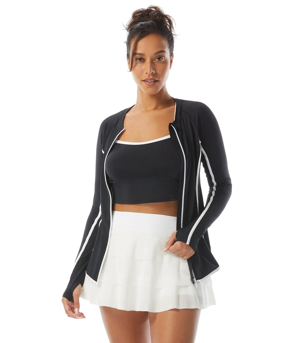 Beach House Women's Piping Solid Ava Zip Front Rash Guard - Image 8