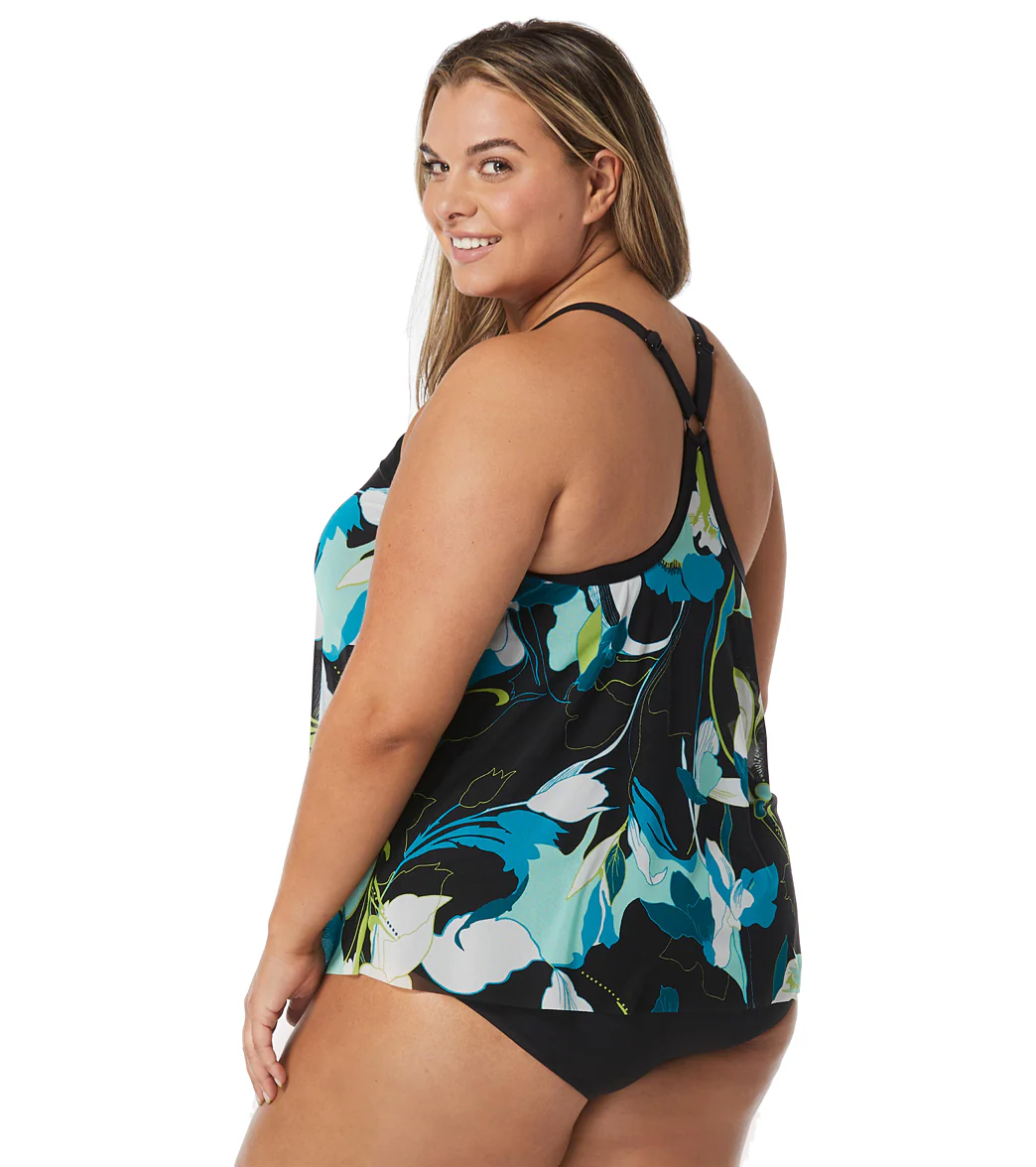 Beach House Women's Plus Size Avalon Floral Kerry Mesh Tankini Top - Image 2