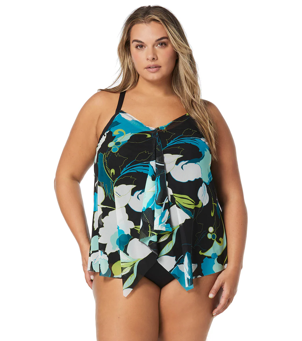 Beach House Women's Plus Size Avalon Floral Kerry Mesh Tankini Top - Image 5