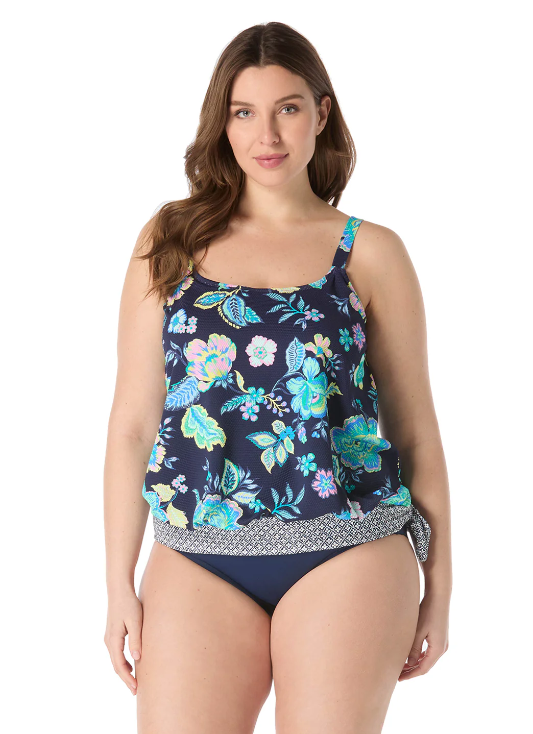 Beach House Women's Plus Size Diamond Meadows Pique Sarah Blouson Tankini Top - Image 3