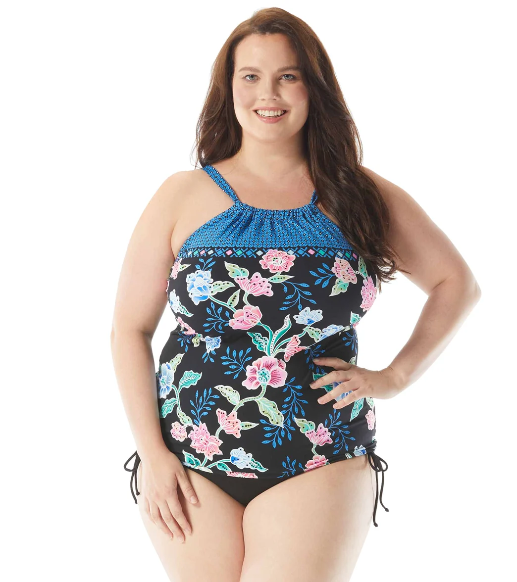 Beach House Women's Plus Size Floral Fantasy Blair Tankini Top - Image 8