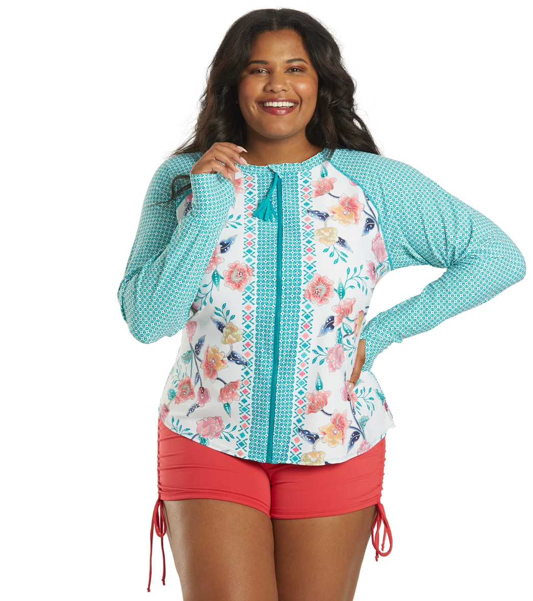 Beach House Women's Plus Size Floral Fantasy Scarlett Sun Guard Long Sleeve Top - Image 14