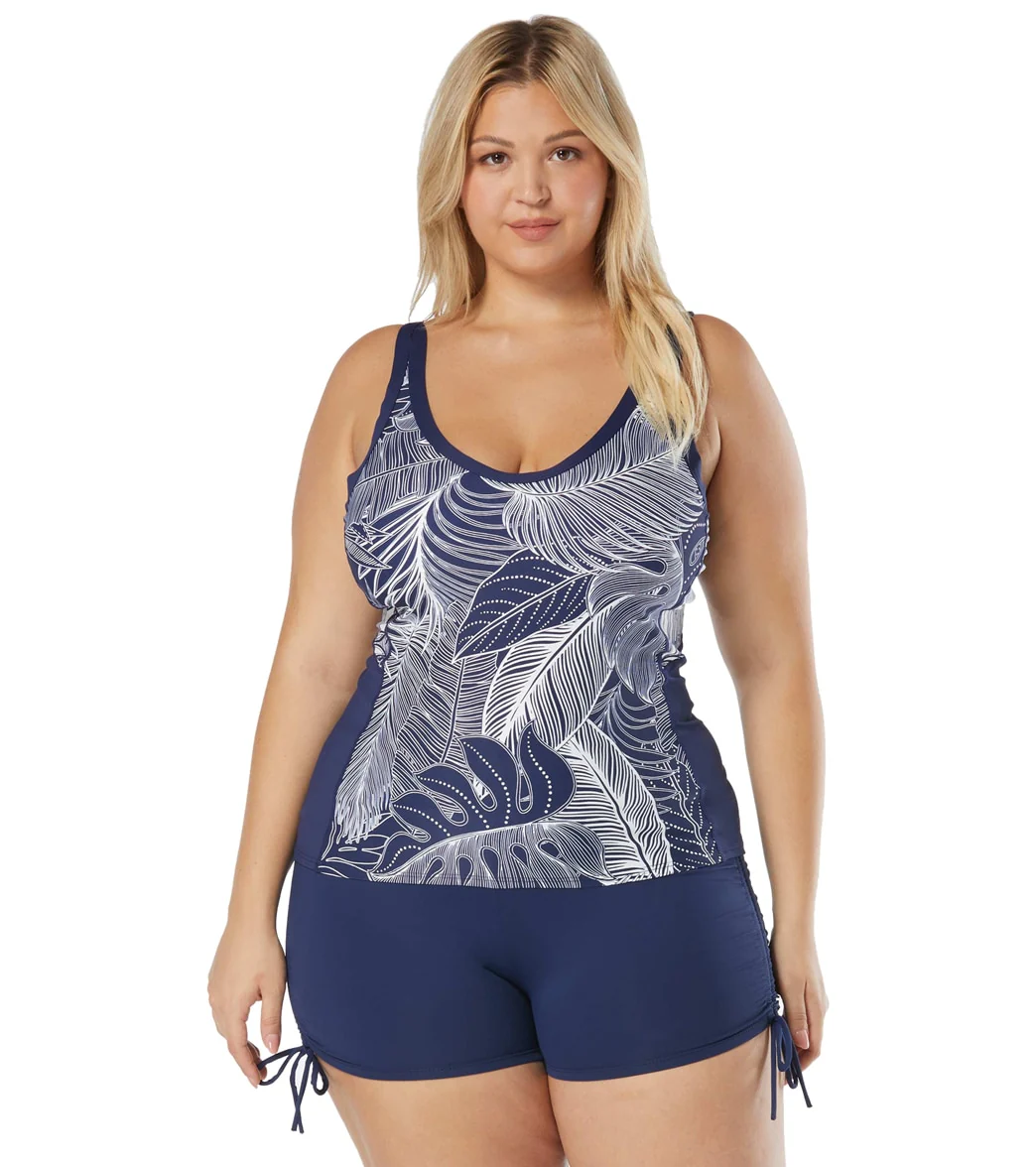 Beach House Women's Plus Size Paradise Palm Ambition Fitted Cross Back Tankini Top - Image 5