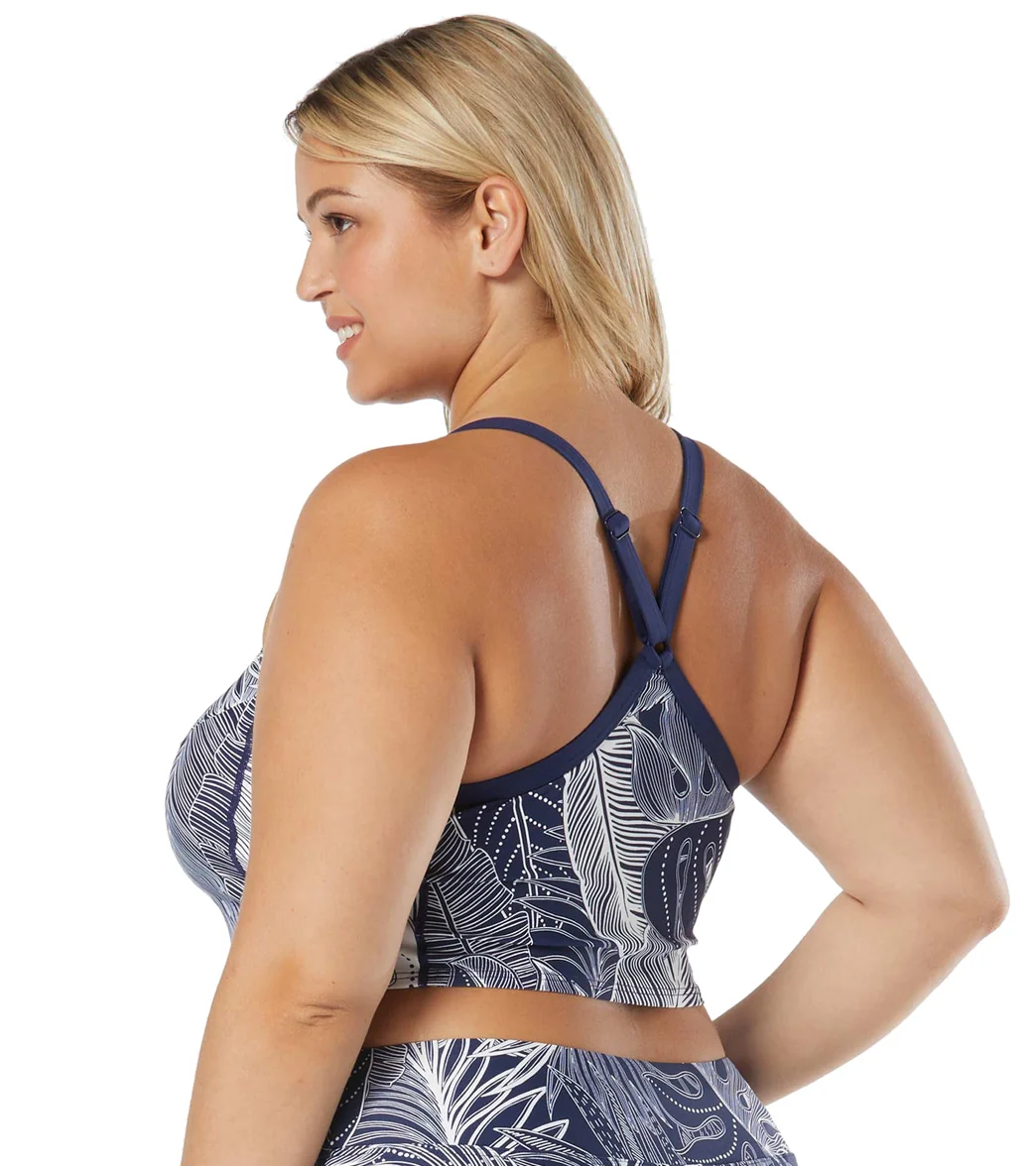 Beach House Women's Plus Size Paradise Palm Plateau Racerback Crop Bikini Top - Image 2