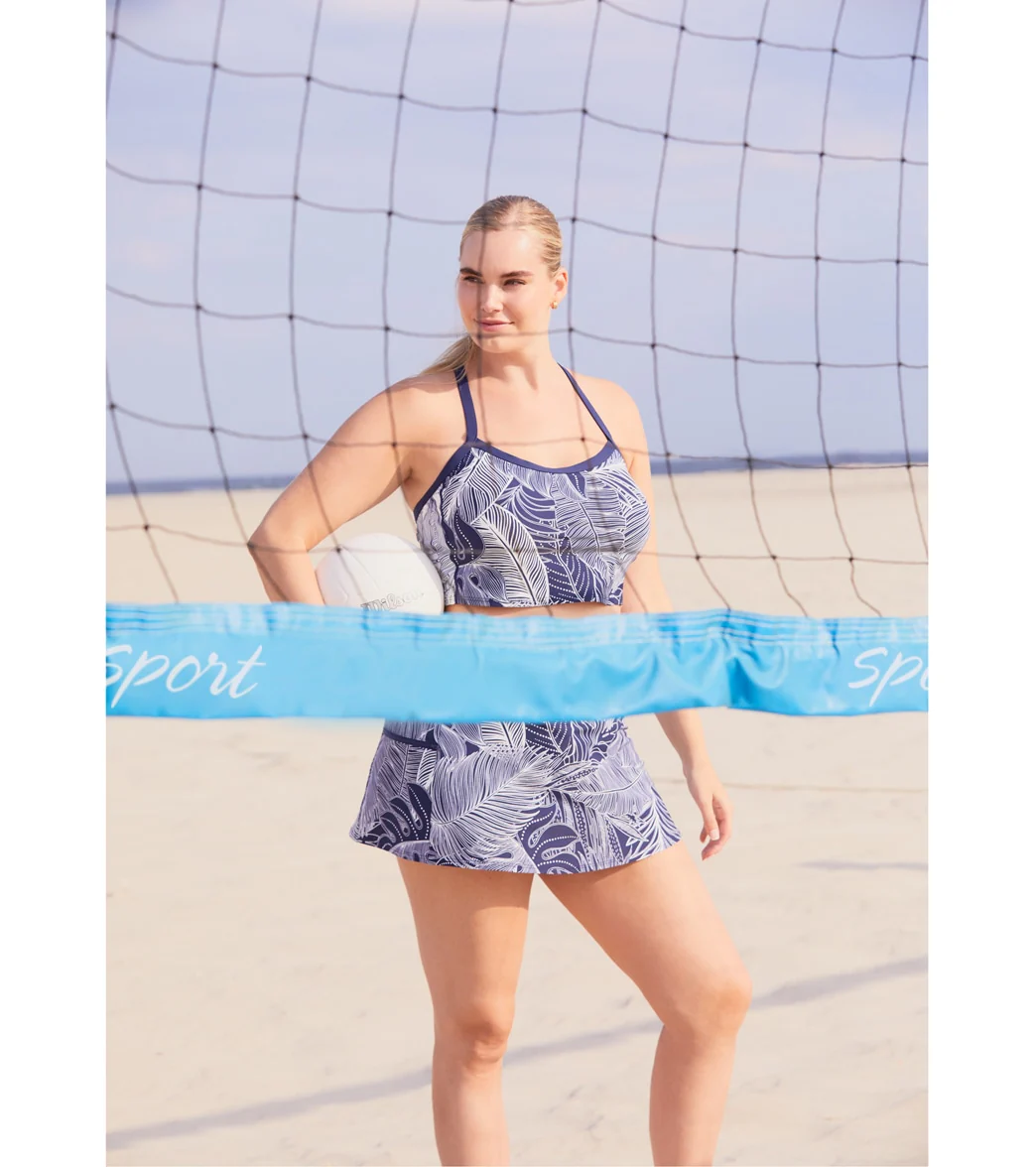 Beach House Women's Plus Size Paradise Palm Plateau Racerback Crop Bikini Top - Image 3
