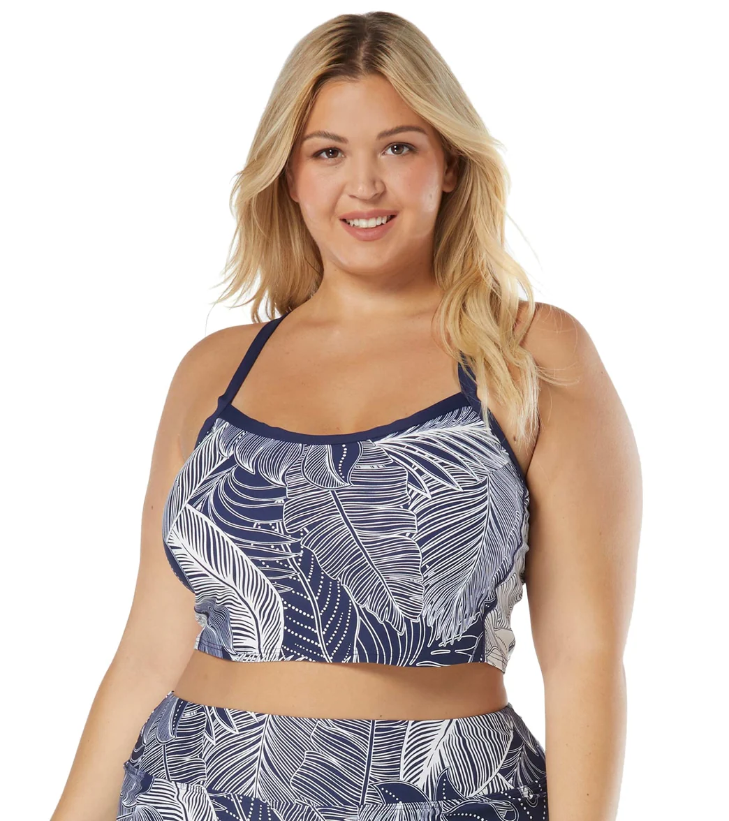 Beach House Women's Plus Size Paradise Palm Plateau Racerback Crop Bikini Top - Image 6