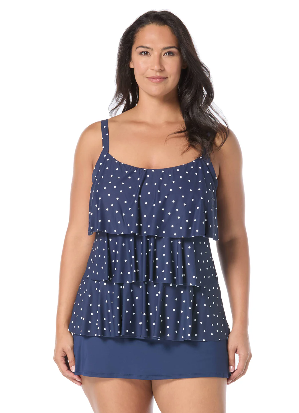 Beach House Women's Plus Size Sailor Dot Jane Ruffle Tankini Top - Image 8