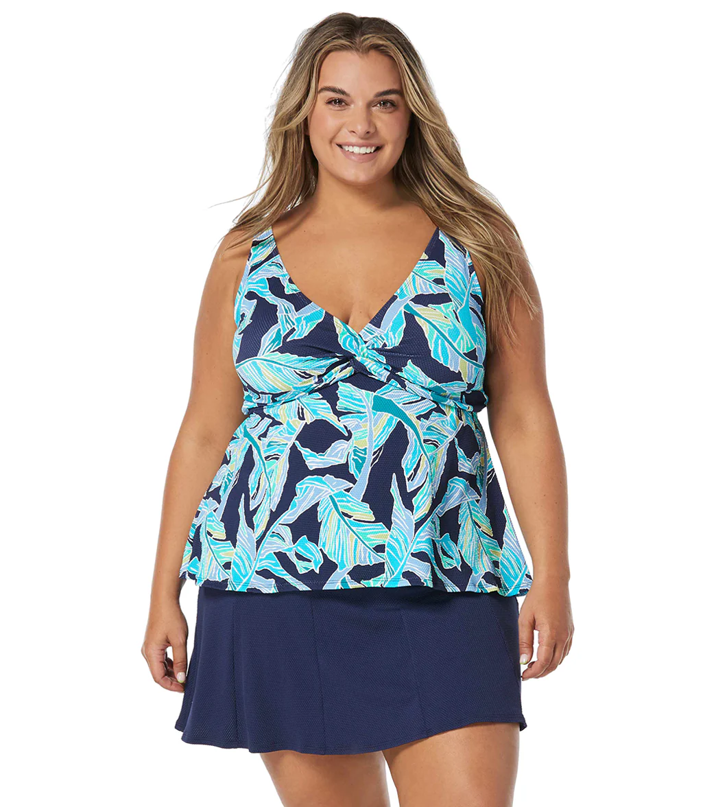 Beach House Women's Plus Size Sea Glass Palm Blair High Neck Tankini Top - Image 6