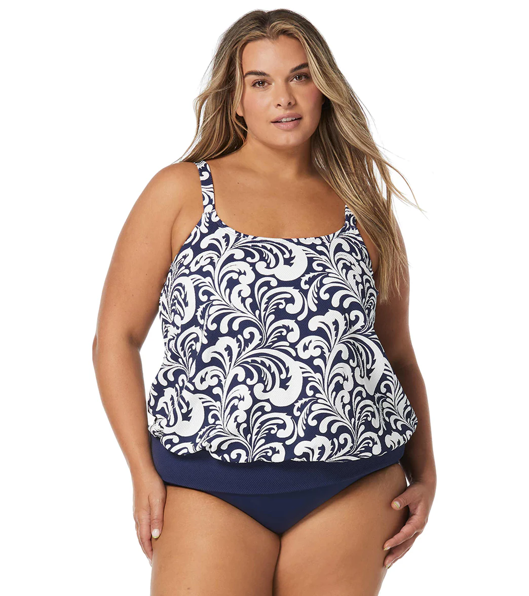 Beach House Women's Plus Size Sea Spray Sarah Blouson Tankini Top
