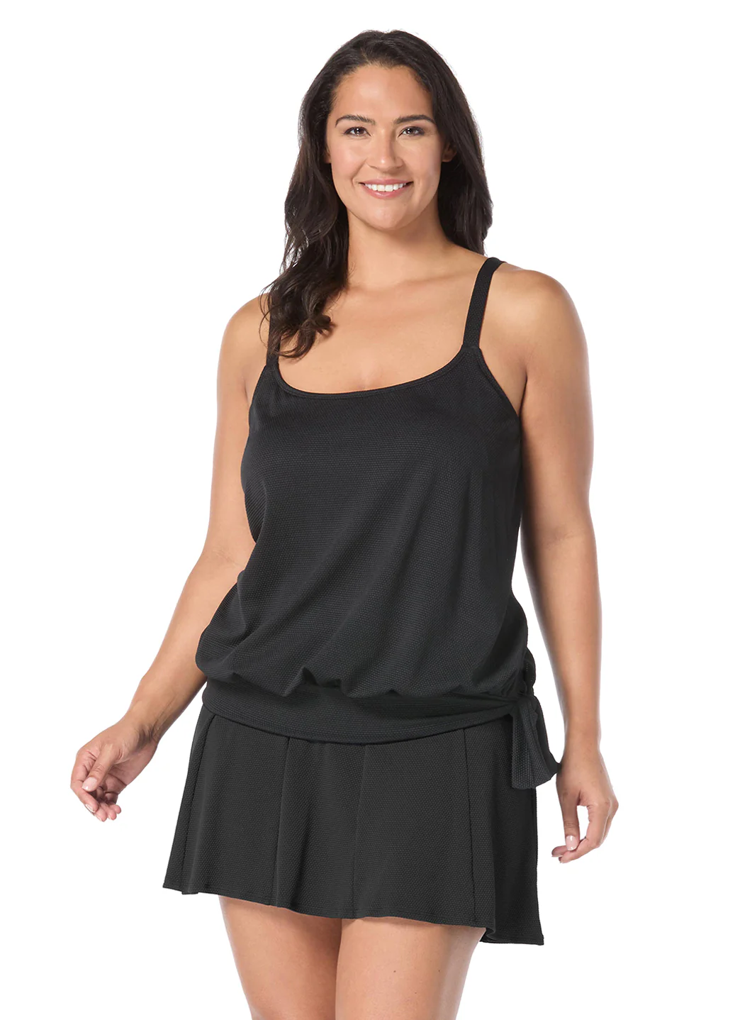 Beach House Women's Plus Size Solid Pique Sarah Blouson Tankini Top - Image 2
