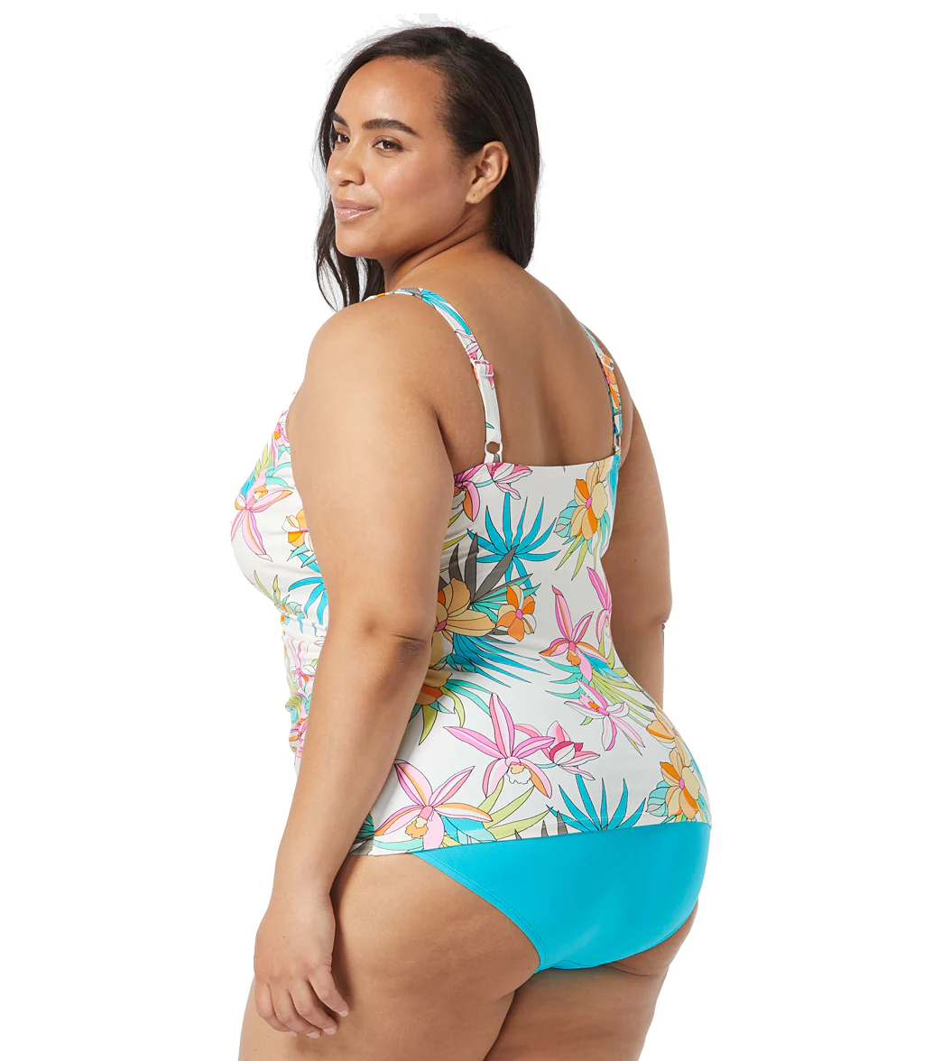Beach House Women's Plus Size Tropic Bloom Floral Jane Ruffle Tankini Top - Image 2