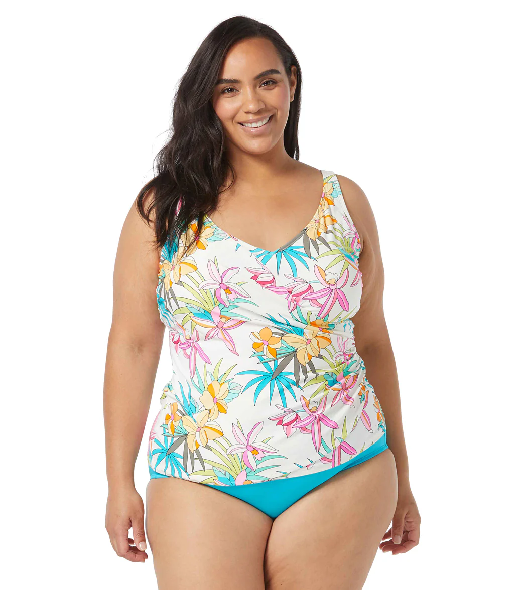 Beach House Women's Plus Size Tropic Bloom Floral Jane Ruffle Tankini Top - Image 5