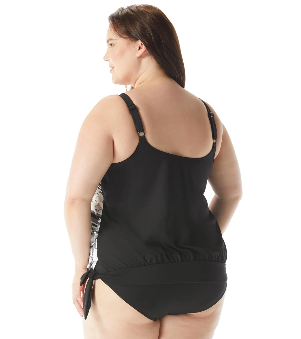 Beach House Women's Plus Size Under the Boardwalk Sarah Side Tie Blouson Tankini Top - Image 6