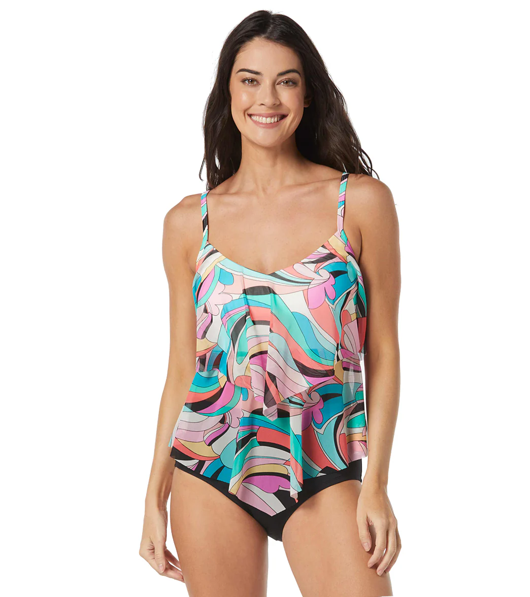 Beach House Women's Saltwater Swirl Portia Mesh Layer Tankini Top - Image 5