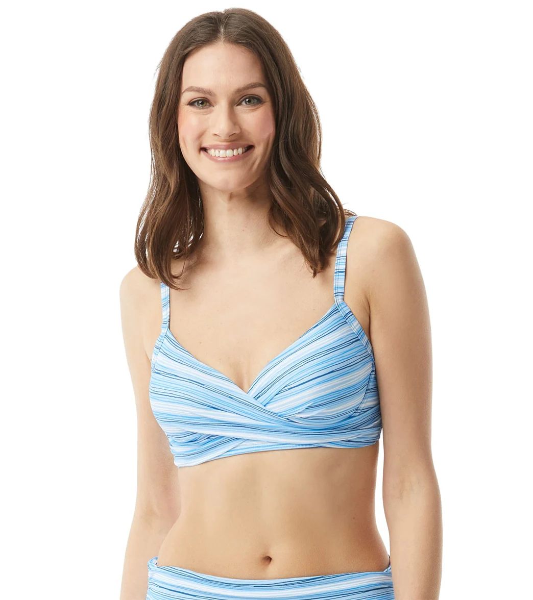 Beach House Women's Sea Glass Stripe Christa Wrap Bikini Top