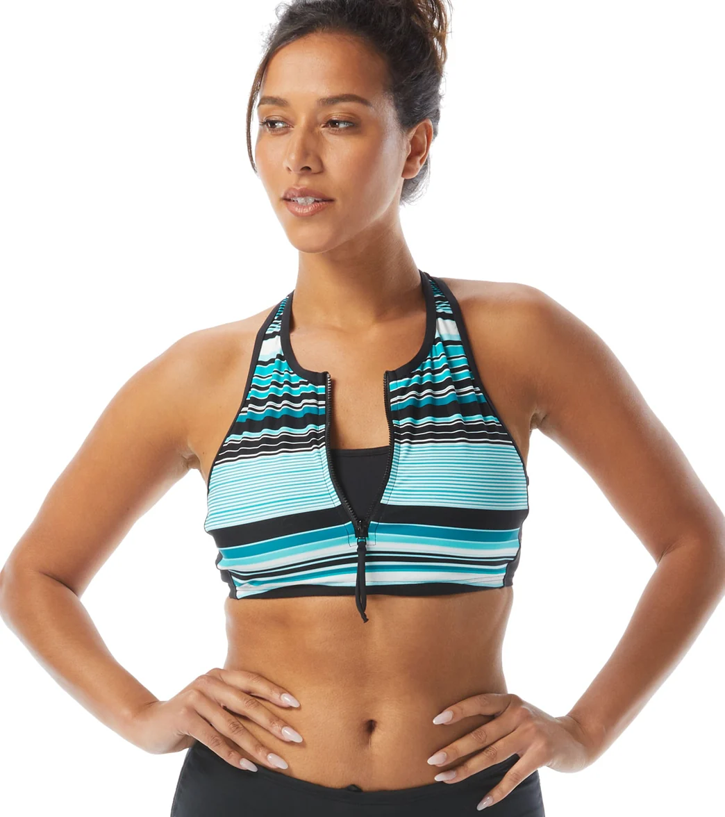 Beach House Women's Shorelines Stripe Synergy Zip Front Bikini Top - Image 3